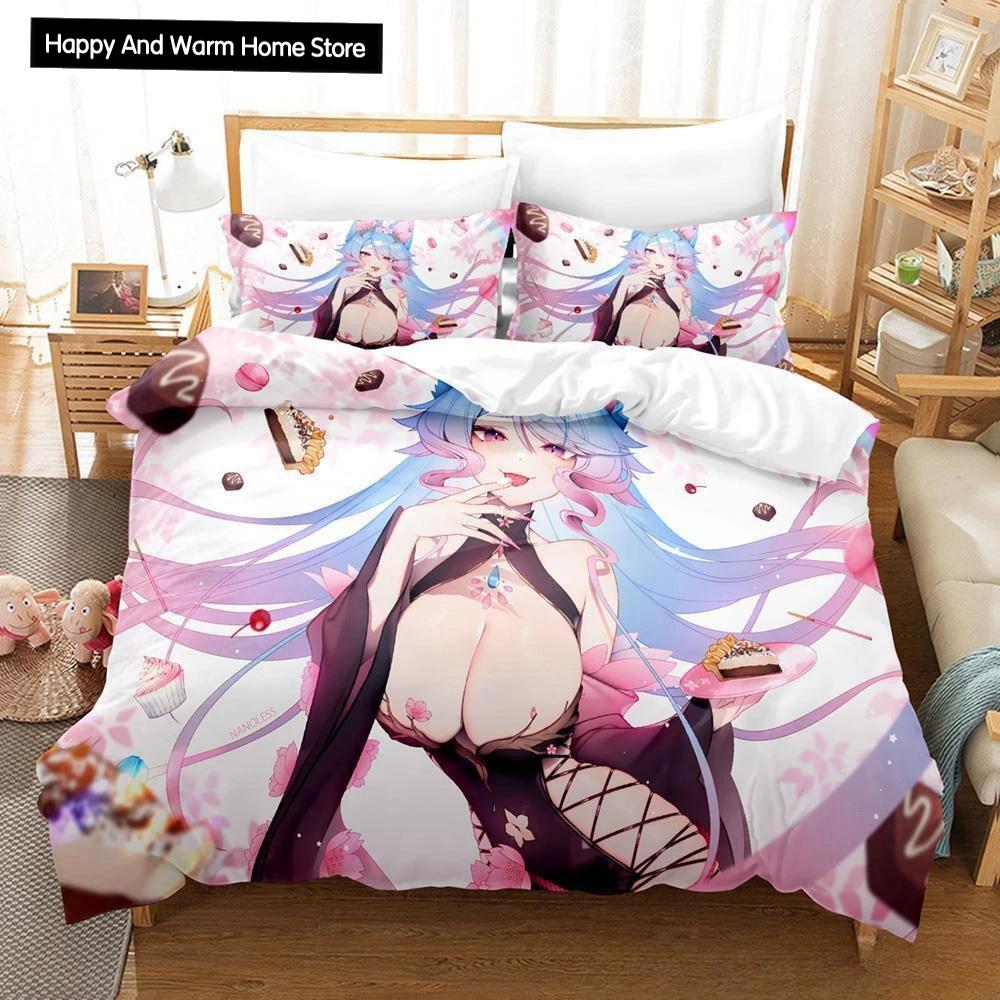 3D Anime Sexy Girls Silvervale Vtuber Bedding Collection Single Twin Full Queen King Size Bed Collection Adult Boys Bedroom Duvet Cover Collections