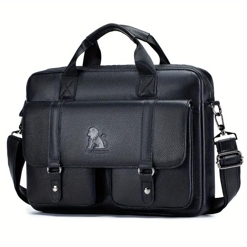 Men's Briefcase 100% Genuine Leather Business Large Capacity Handbag Waterproof