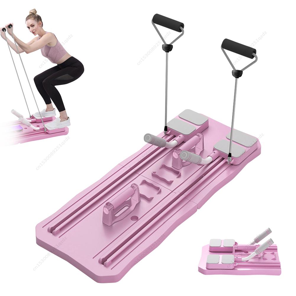 Pilates Board  Multifunctional Abdominal Board Ab Core Trainer Push up Board Automatic Rebound Abdominal Muscle Curling For Home rosa