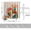 1Pc Modern Floral Shower Curtain – Pink Orange Red Leaves, 2D Flat Print, Mildew-Resistant Polyester, 72"X72", W/12 Hooks