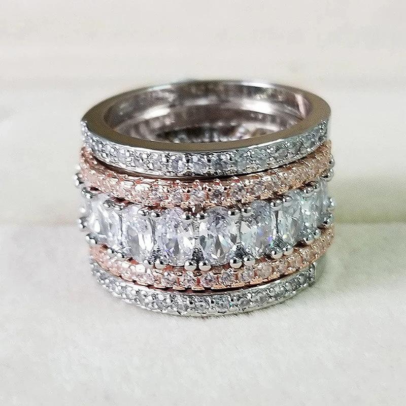 Meier Heavy industry ring niche style internet celebrity style geometric jewelry oval zircon sense of design ring no. 6