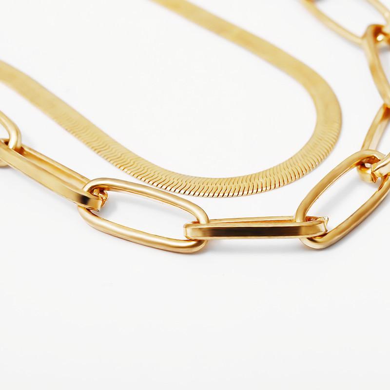 Geometric Versatile Punk Style Necklace for Women - Minimalist Double Layer Snake Bone Cross Chain Necklace