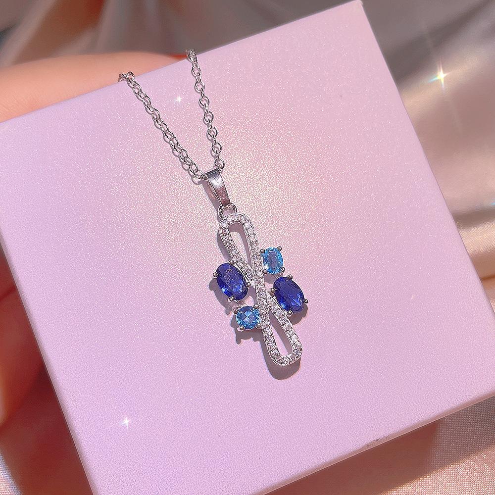 New Small Fragrance Earrings Micro-inlaid Tanzanite Temperament  Sterling Silver Geometric Three-piece Jewelry Party Birthday