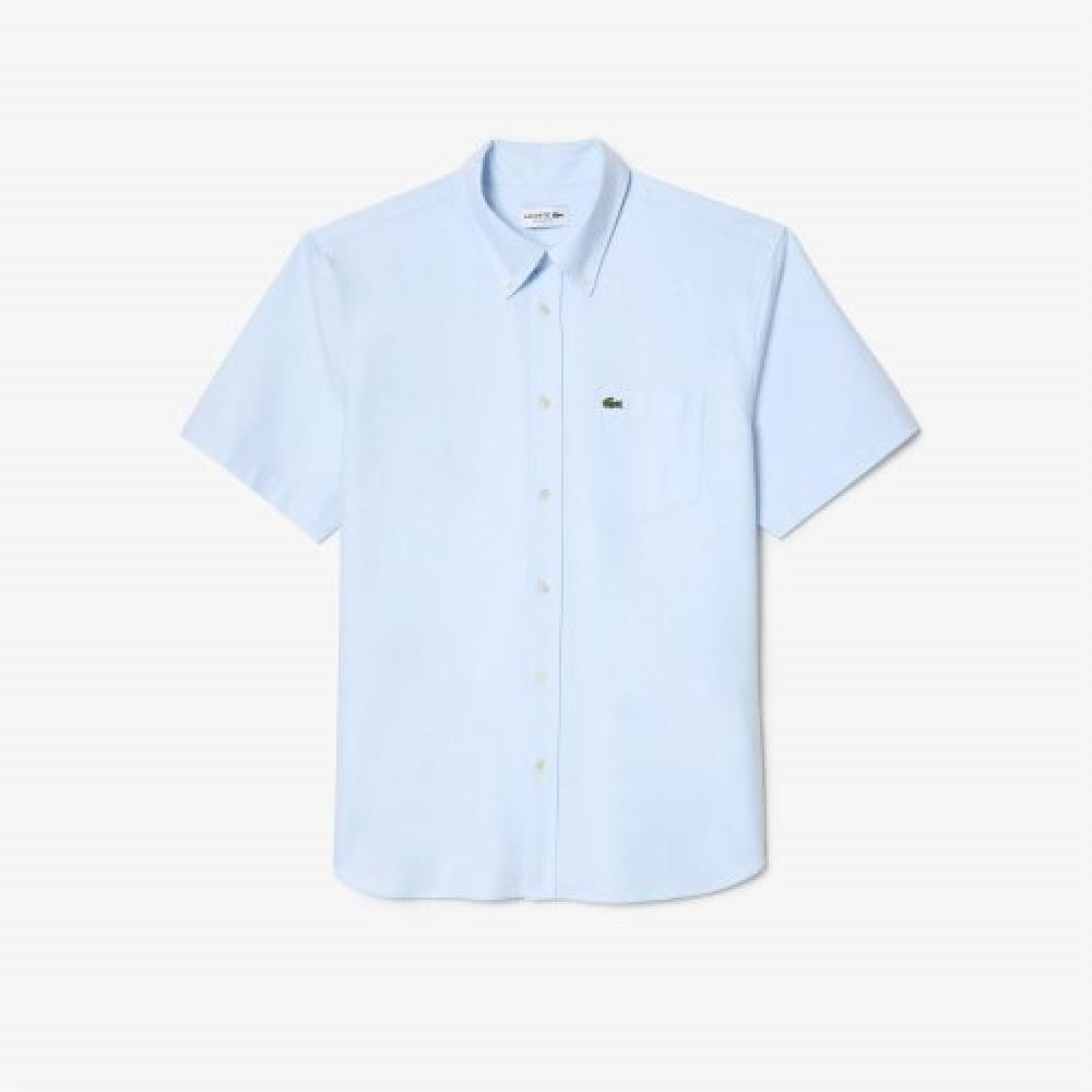 

LACOSTE Мужская оксфордская рубашка с коротким рукавом [Синяя]