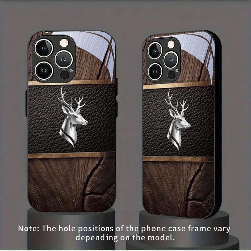 Gebogenes Geweih-Muster Gehärtetes Glas Schwarze Handyhülle Für iPhone 17 16 15 14 13 12 11 Pro Max 17 Air 7 8 Plus XR XS X Hülle