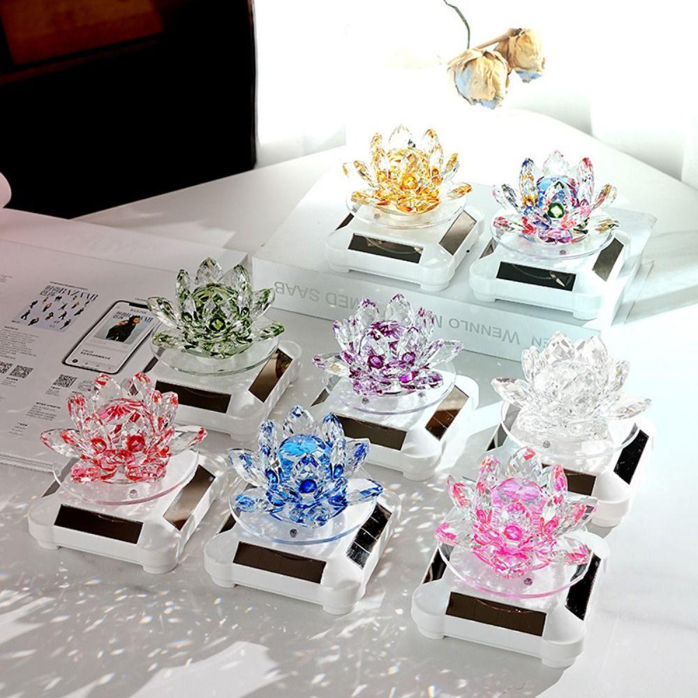 Automatic Rotating Rotating Crystal Lotus Figurine Car Air Fragrance Diffuser  Car Interior