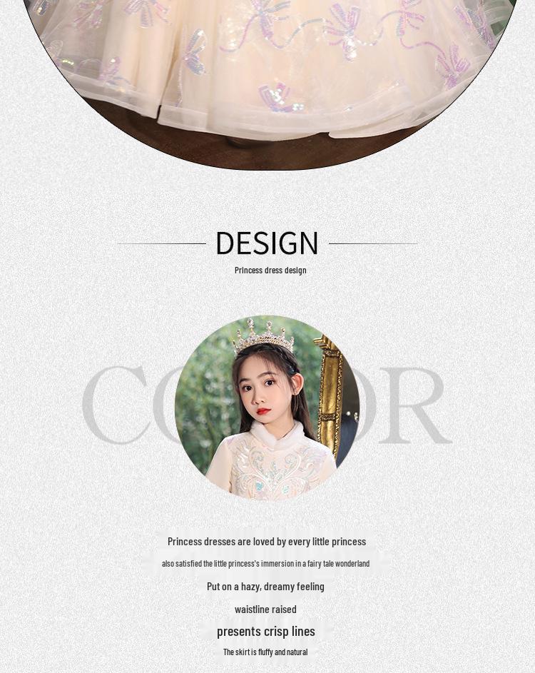 Autumn & Winter Thickened Girls' Birthday Princess Dress - Flower Girl, Wedding Host, Piano Performance Costume