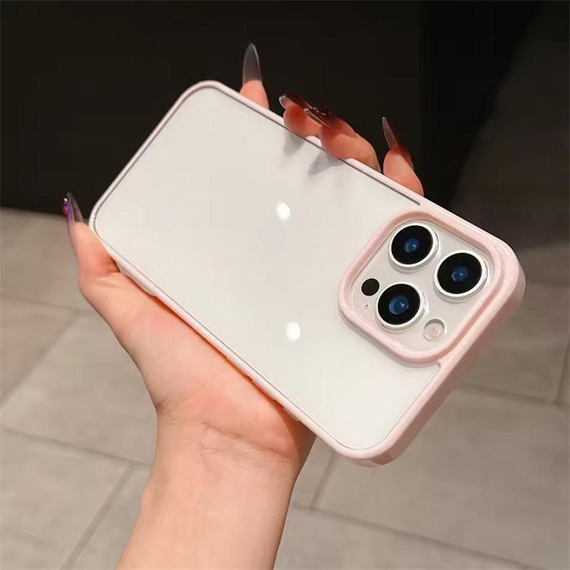 Luxury Candy Color Transparent Phone Case For iPhone17 11 12 13 14 15 16E 17Air Pro Max Plus Clear Acrylic Bumper Back Cases Cover
