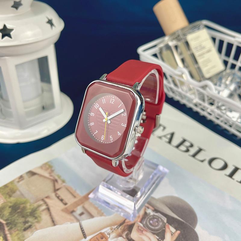 

JYL Пара Часы Силиконовый Сердце Квадратный Повседневный Ремешок Rose Red b dazzled синий