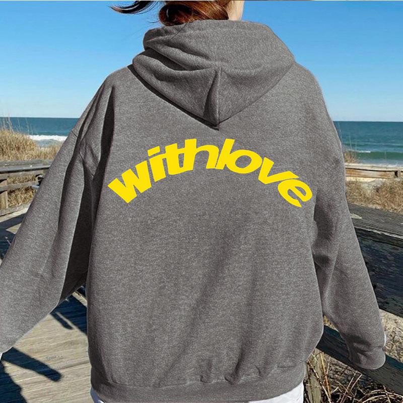 Women's Angel Print Retro Hip Hop Oversized Hoodie Jacket