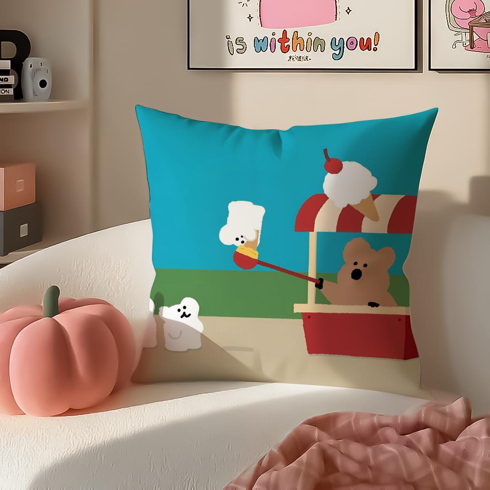 Cute Chubby Korean Cartoon DDinotaeng Cushion Cover Pillowcase Short Plush Invisible zipper Room Sofa Cushion Cover