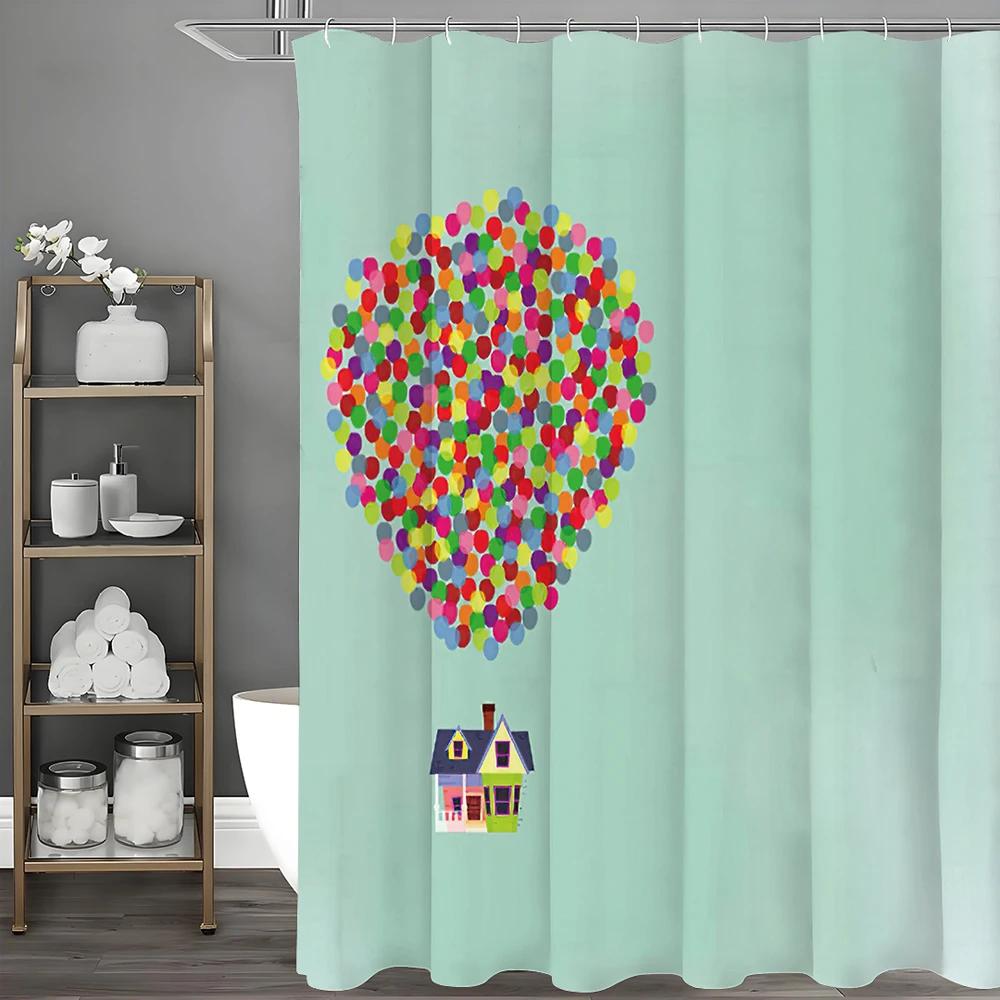 Dunika Chen Hot Air Balloon Hut Shower Curtain, Bathroom Decorative Shower Curtain, Waterproof Shower Curtain With Hooks