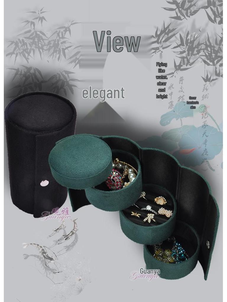 Guanya Portable Women's Jewelry Box - Simple, Ancient Style for Earrings and Rings