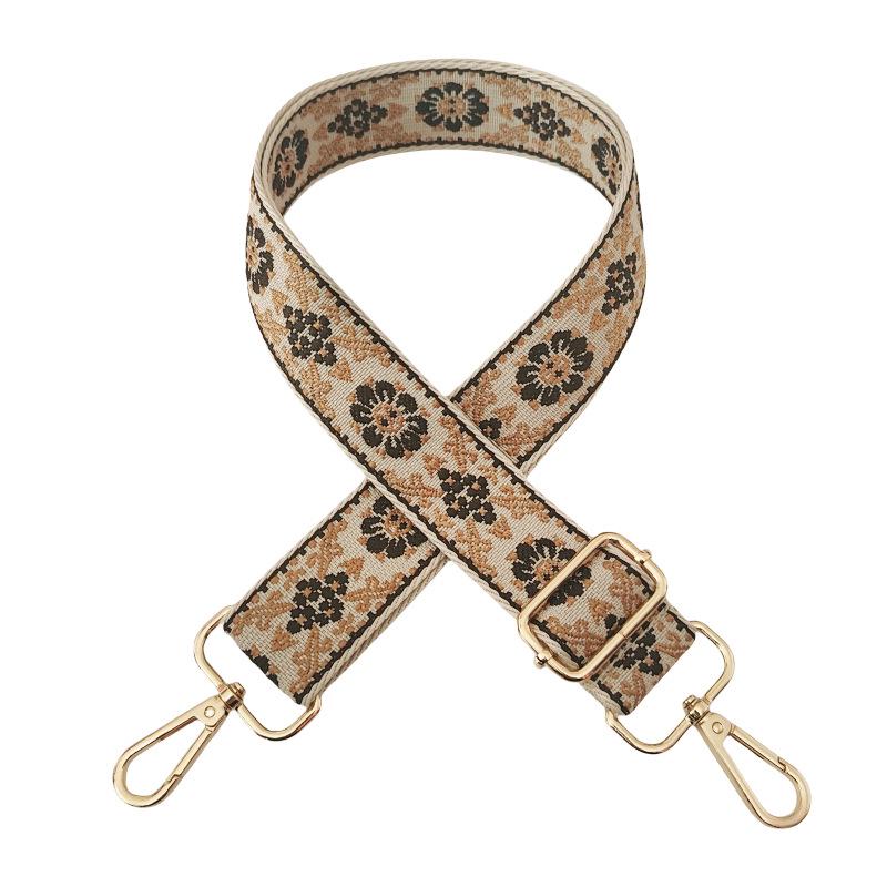 

3.8cm Adjustable Color Jacquard Crossbody Strap for Bags Gold buckle
