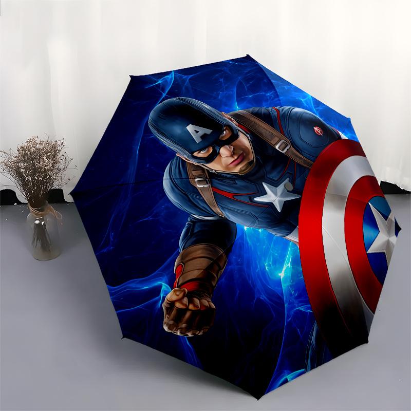 Disney Captain America,Shield,Hero High-Quality Umbrella, Eight-Rib Folding Design, Automatic Opening and Closing, Small, Stylish and Practi