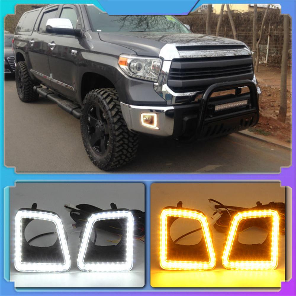 Dual Color Amber Indicator White DRL Fog Lights Kit For Toyota Tundra 2014-2020