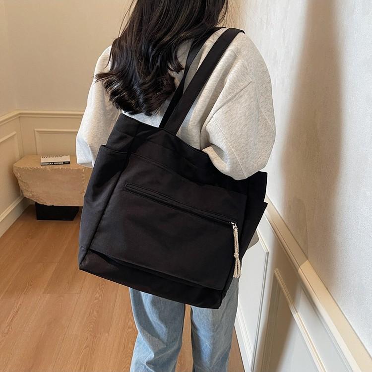 2025 New Canvas Bag Women's Large-capacity Casual Versatile Simple Shoulder Bag Spring and Summer College Student Tote Bag