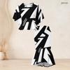 Women Plus Size Two Piece Set Round Neck Batwing Short Sleeve Printed Ruffle Top Fishtail Skirt Black