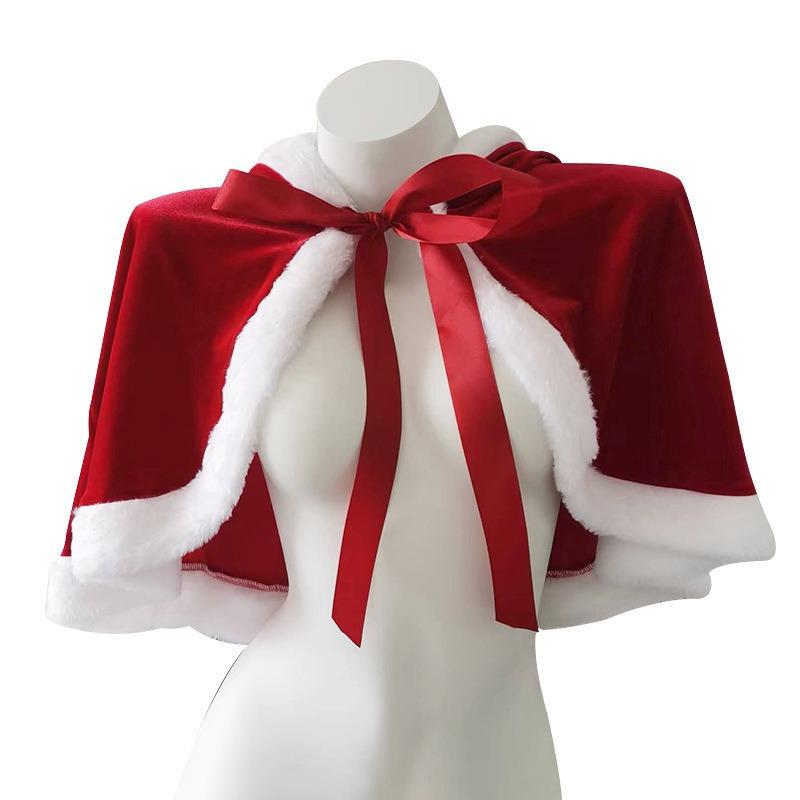 Winter Pure Lust Velvet Rabbit Ears Hooded Red Cape Osply Christmas Themed Clothing Accessories Bow