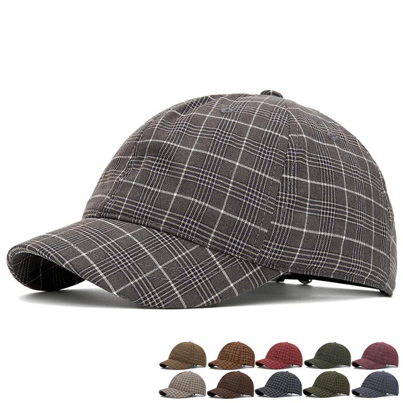 Plaid Short Brim Baseball Cap for Unisex Spring Summer Vintage Cap Outdoor Sun Hat