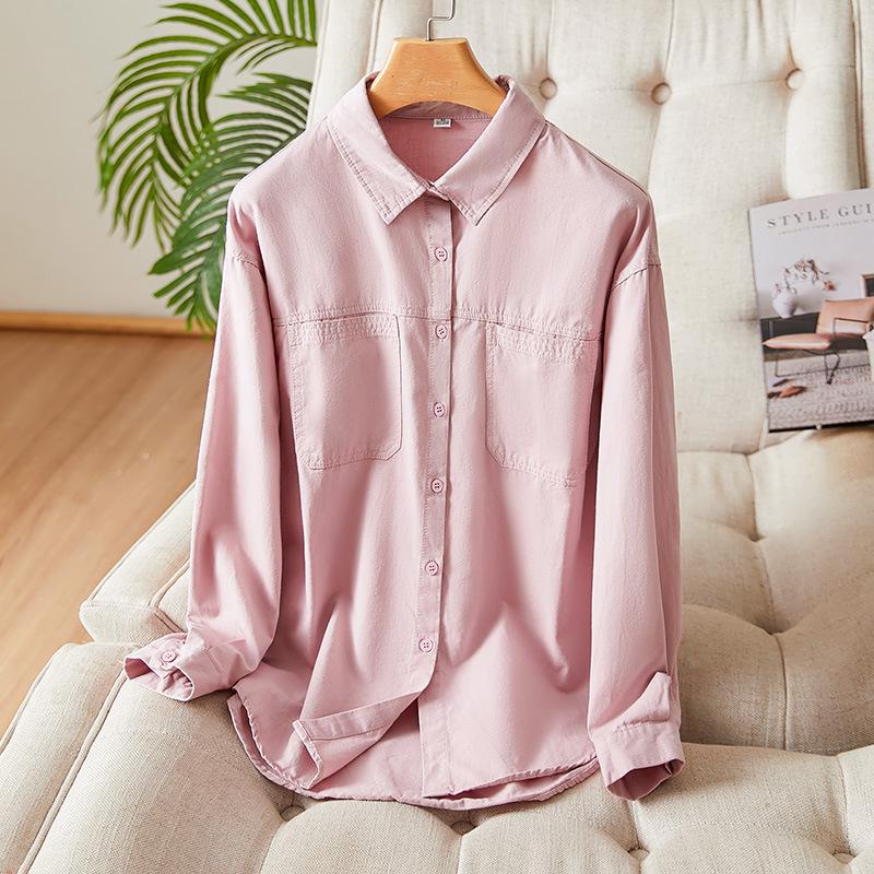 

Белая женская рубашка с длинным рукавом, новая весенняя, средней длины, базовая, из чистого хлопка, для работы XXL розовый