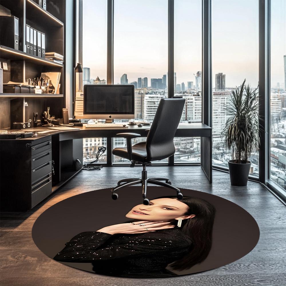 Laura Pausini Printed Round Rug Carpet Chair Rug Area Rug Entryway Doormats,for Office Chair Living Room Bedroom Kitchen Room.