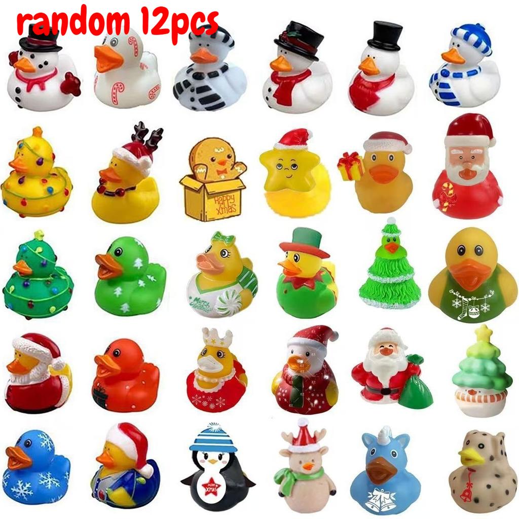 12pcs Rubber Duck for Christmas Party Assortment Ducks Bulk Mini Rubber Duckies for Kids Birthday Best Giving Gifts Party Favors