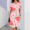 Elegantes Damen-Sommerkleid mit 3D-Geometrie-Streifenmuster, kurzärmelig
