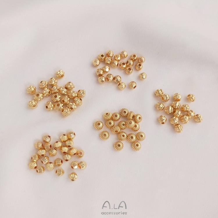 14K Zlato Plněné Barvu Drží Fazetované Dýně & Lucerna Kosočtvercové Korálky Distanční DIY Náramek Šperkařský Materiál