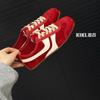 Red Dexun shoes women's 2025 new spring versatile leisure sports super fire soft sole leather board shoes Forrest Gump shoes