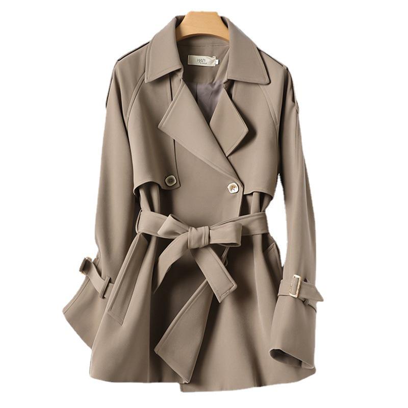 2024 Autumn British Style Women's Windbreaker: Fashionable, Slim Waist, Lapel Short Coat