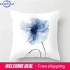 45X45Cm Blue Ink Flower Pillowcase Sofa Living Room Home Decoration Abstract Geometric Polyester Cushion Cover Bedroom Decor