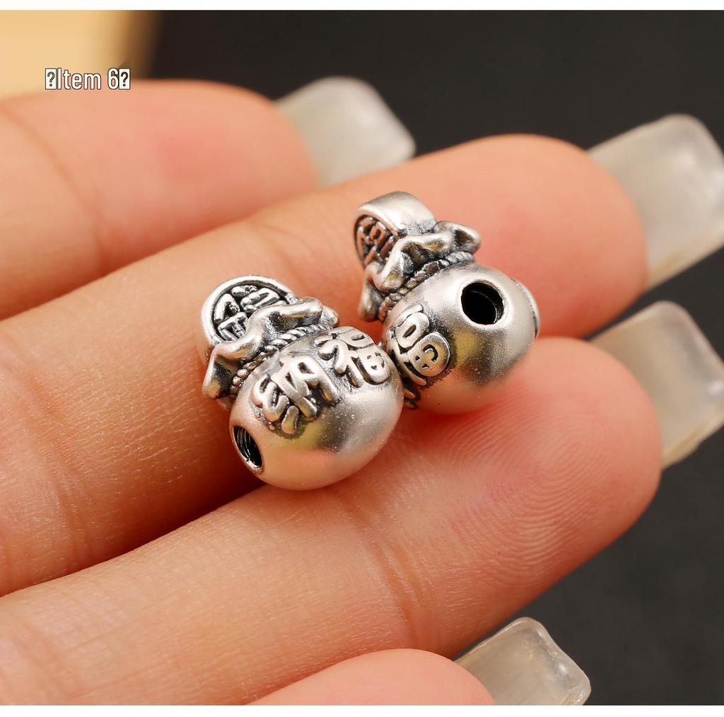 Sterling Silver S999 Wealth Attraction Beads - 3D Money Bag Design for DIY Bracelets