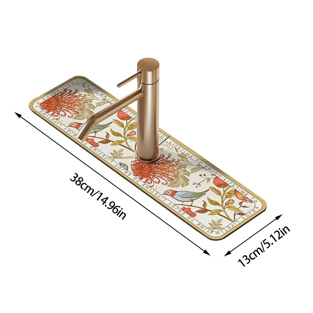 

Kitchen Faucet Splash Catcher Mat Vintage Soft Diatom Mud Drain Pad Super Absorbent Quick Dry Mat Sink Faucet Draining Mat 38x13cm білий