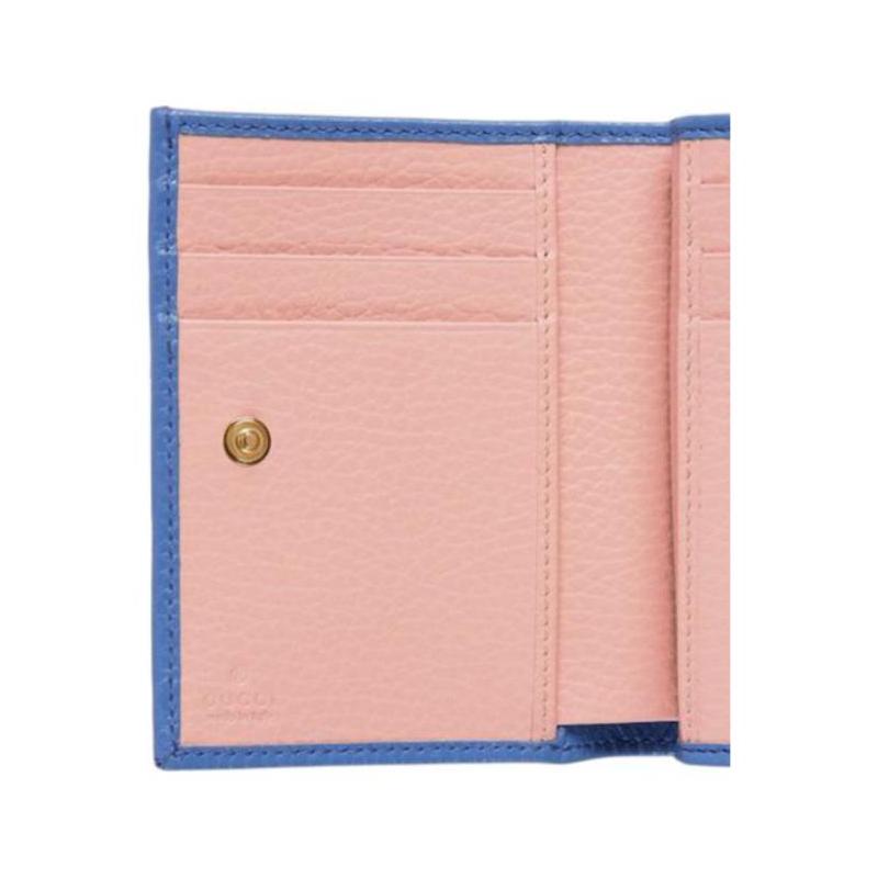 Gucci Double G light gold hardware leather wallet women's light purple