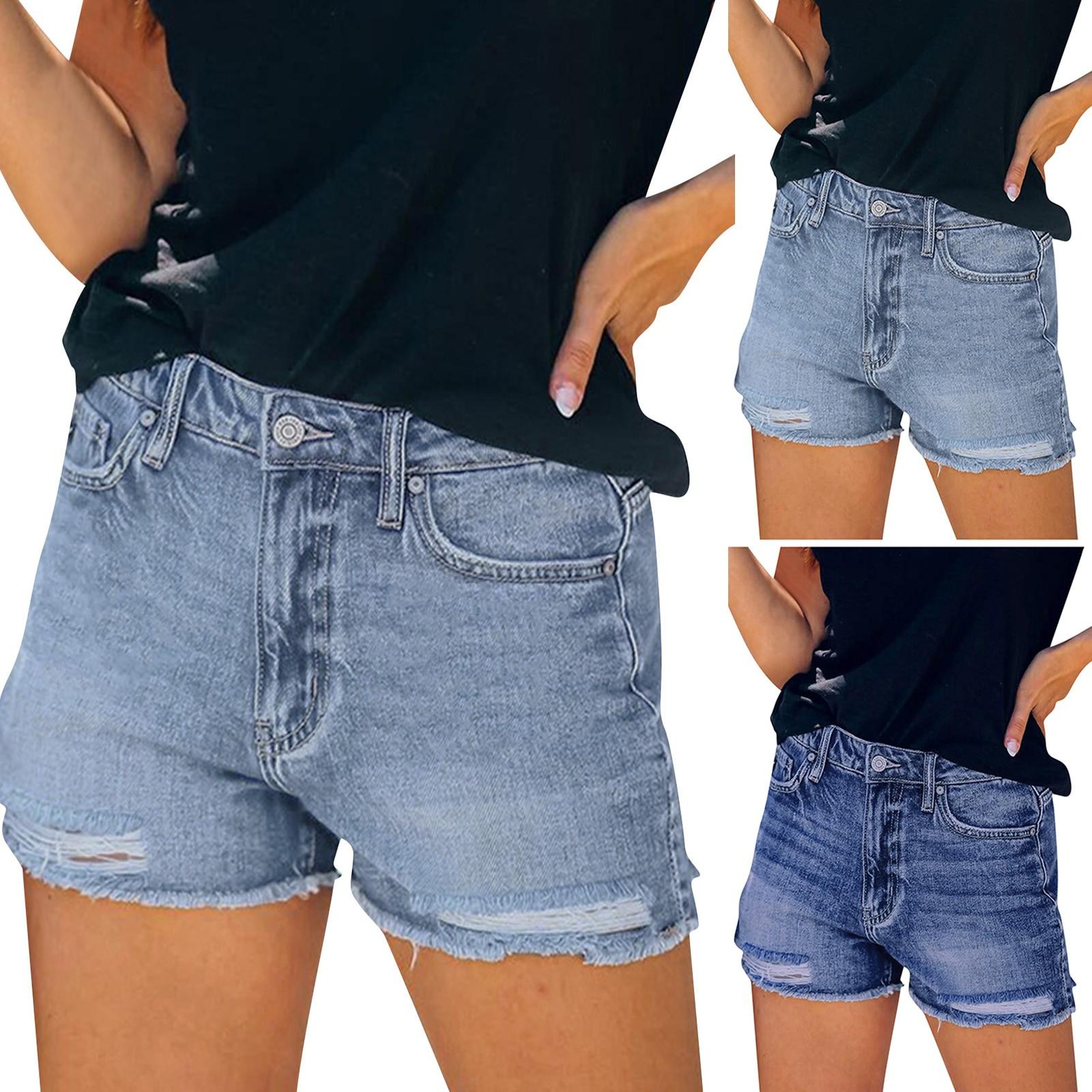 

Женские рваные джинсовые летние джинсовые шорты, джинсовые шорты со средним подолом