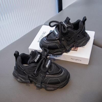 Children'S Black Sneakers Boys' Shoes New Soft-Soled Running Dad Shoes Breathable And Lightweight Older Children