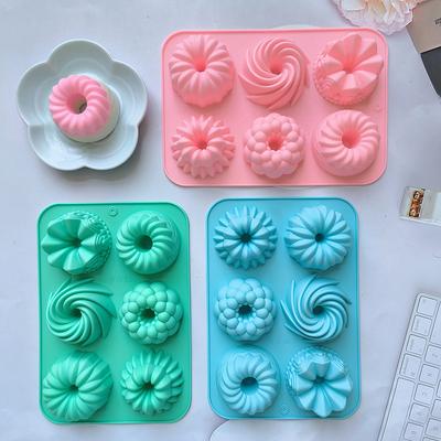 1/3pcs Silicone Donut Baking MoldsMulticolor Doughnut Pans6-Cavity Designs Donut Flower And Swirl ShapedSuitable for Baking