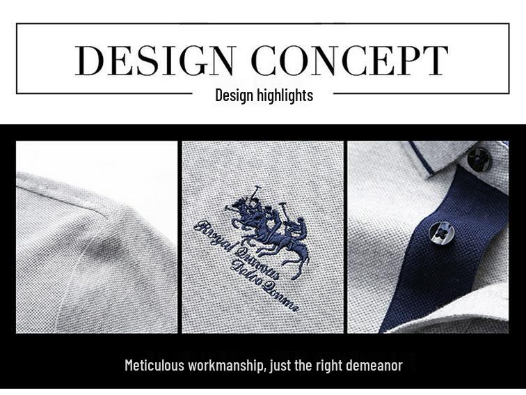 Herren Einfarbiges Besticktes Poloshirt - Trendig Lässig Kurzarm