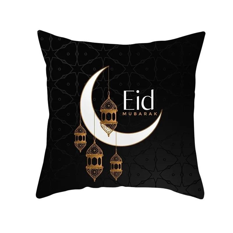 45x45cm Ramadan Decoration 2024 Home Mubarak Cushion Cover Cotton Eid Islamic Muslim Happy Eid Mosque Party Supplies
