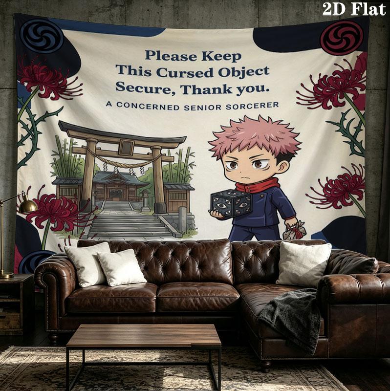 Jujutsu Kaisen Wall Tapestry Aesthetic Wall Hanging Printed Fabric Blanket Decorative Tapestries For Bedroom Living Room Home Decor