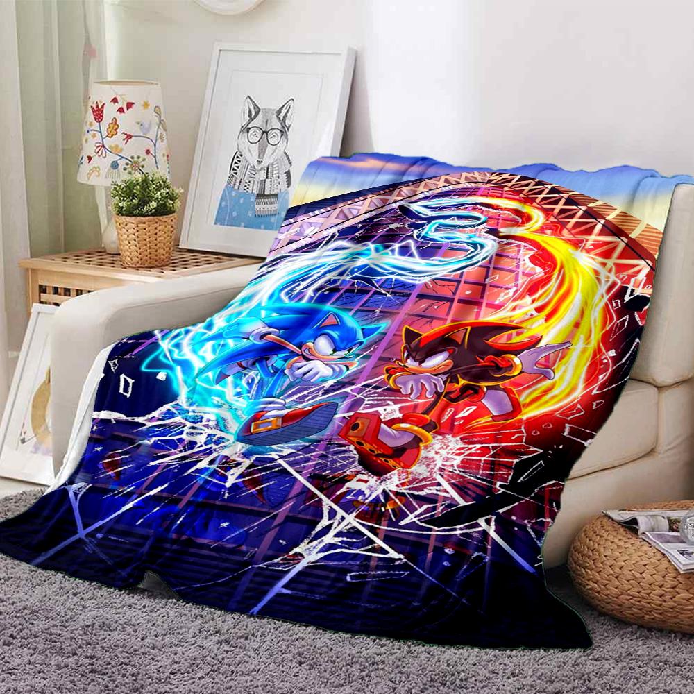 1Pc Sonic Vs Shadow Battle Blanket For Couch Bed Plush Cozy Fuzzy Blanket Super Soft Warm Blankets For Fall And Winter 0918238