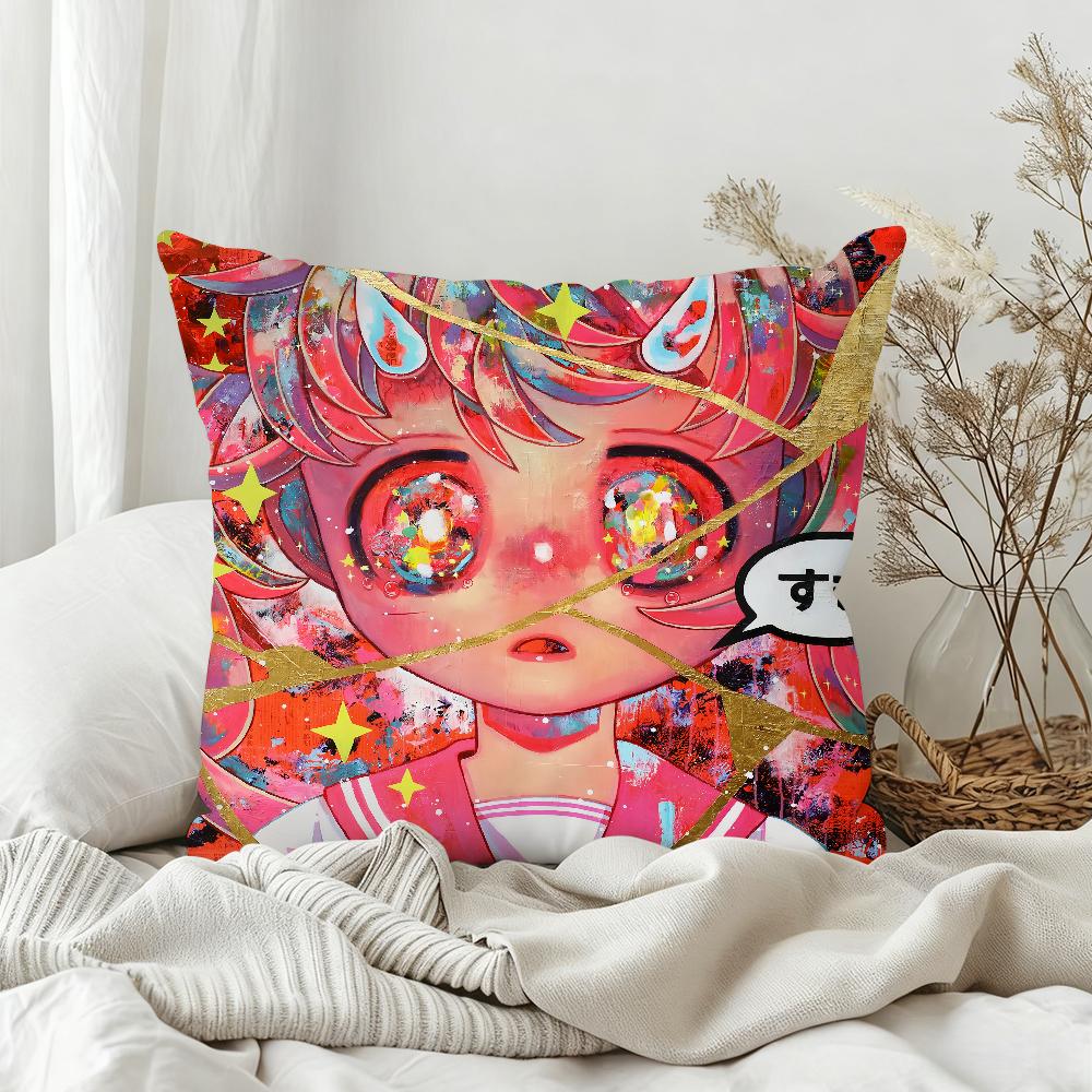 Art H-Hikari Shimoda Color Pillow Case Sofa Living Room Bedroom Headboard Backrest Square Cushion Nap Time