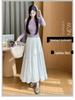 Women's White Lace Ruffled Midi A-line Cake Skirt - 2026 Spring/Summer