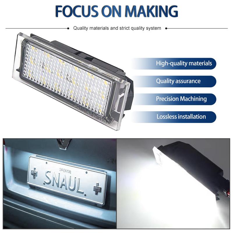 2Pcs Car LED License Number Plate Lights For Renault Vel Satis Clio 3 4 Espace 4 Twingo 2 Megane 2 3 Grandtour Laguna 2 3 Master License Plate Lights