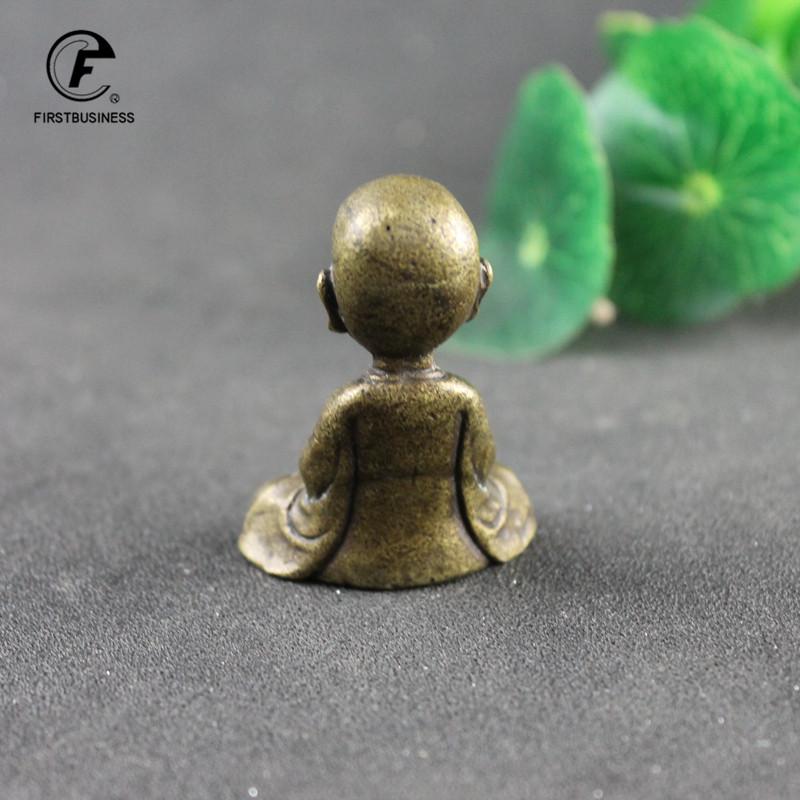 Copper Little Monk Buddha Statue Miniature Figurine Home Decoration Tea Pet Brass Casting Living Room Desk Feng Shui Decor Craft