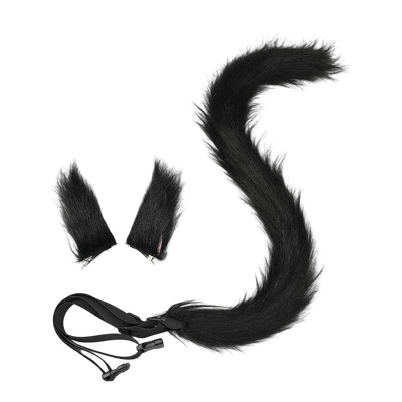 Multiuse Furry Plush Cats Tail Hair Clip and Bendable Tail Props Cosplay Costume Accessories For Women Teens Anime Event