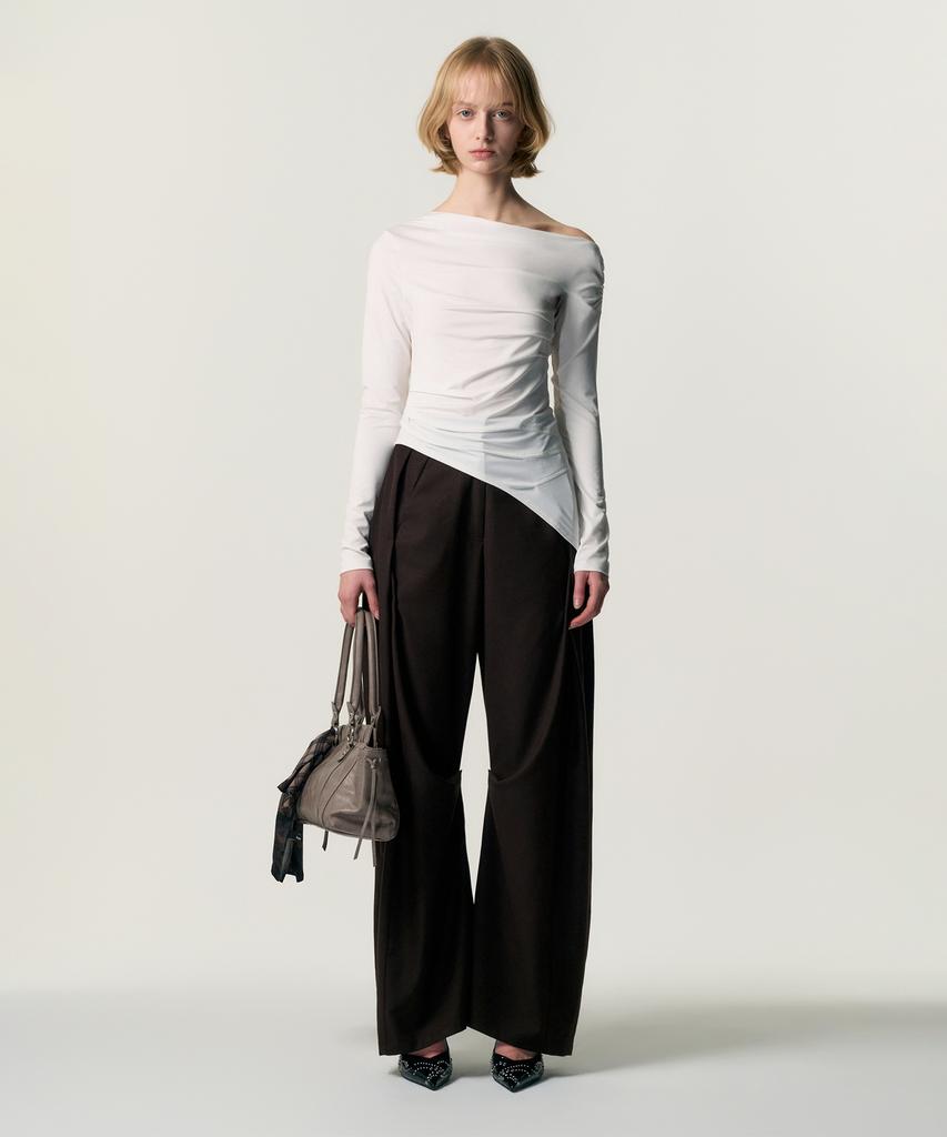 Kimjisu [Ver.2] One Shoulder Draped Jersey Top_White