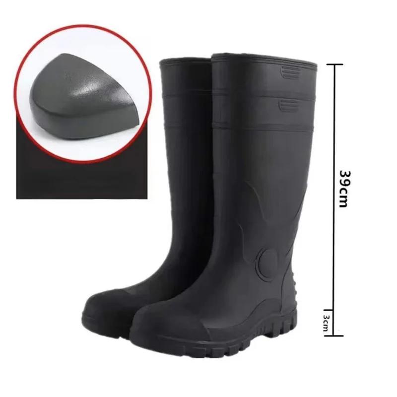 2024 Men's Work Boots Construction Site Protection Plus Steel Boots Anti-smashing Anti-stab Platform Boots Men's Tall Rain Boots