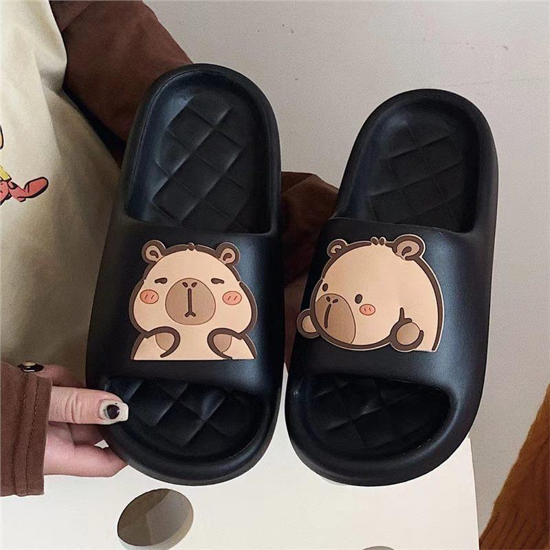 2025 Cute Capybara Design Thick Sole Women Slippers Slides Bathroom Beach Indoor Sandals Summer Couple Shoes